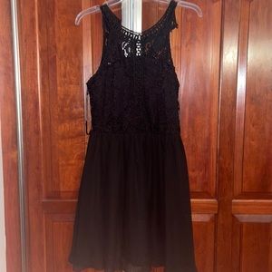 Black lace high neck dress